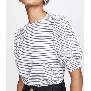 Frame Denim balloon sleeve tee black stripe